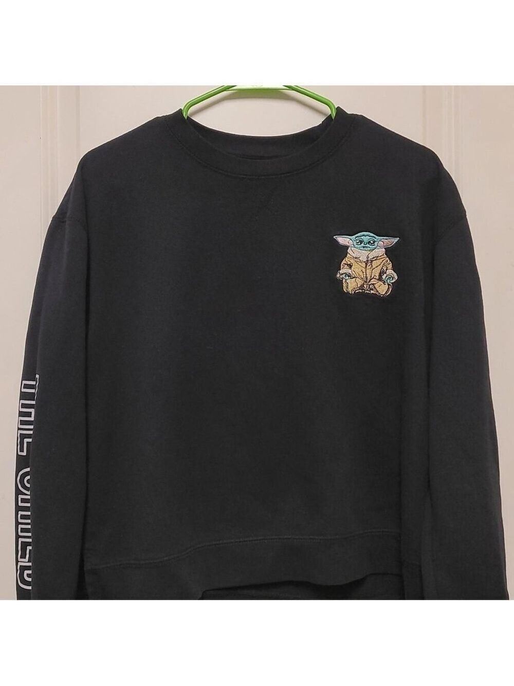 Black Star Wars Baby Yoda crewneck sweatshirt